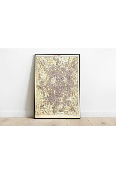 Pegziz Milano Haritası Sanatsal Duvar Dekorasyon Poster 60x90cm. ürün görseli 1