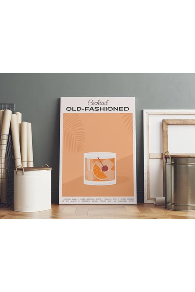 Pegziz Old Fashioned Kokteyl Modern Kanvas Tablo - Cafe Dekor - Salon Mutfak için Duvar Dekoru ürün görseli 1