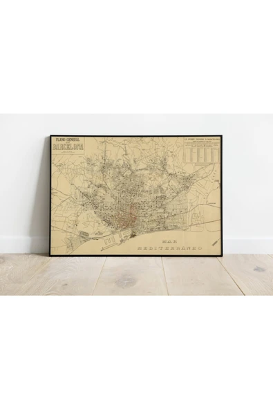Pegziz Barselona 1914 Haritası Sanatsal Duvar Dekorasyon Poster 60x90cm. ürün görseli 1