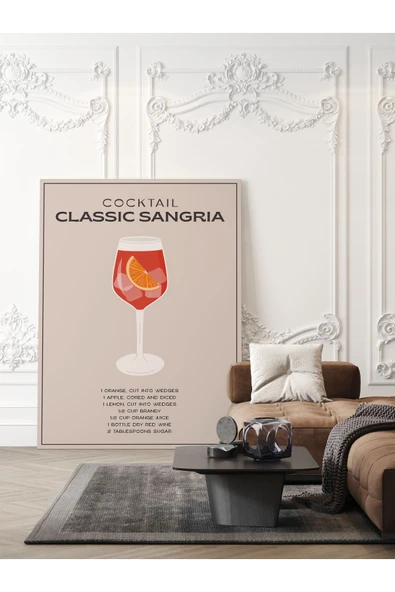 Pegziz Sangria Kokteyl Modern Kanvas Tablo - Cafe Dekor - Salon ve Mutfak için Duvar Dekoru ürün görseli 1