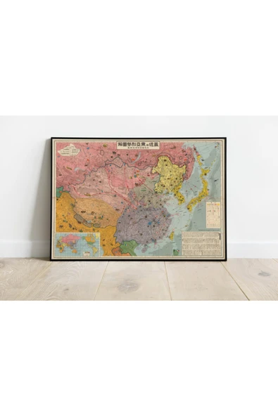 Pegziz Asya Haritası Sanatsal Duvar Dekorasyon Poster 60x90cm. ürün görseli 1