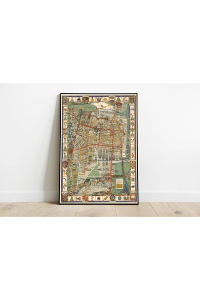 Pegziz Mexico City Haritası Sanatsal Duvar Dekorasyon Poster 60x90cm. ürün görseli 1