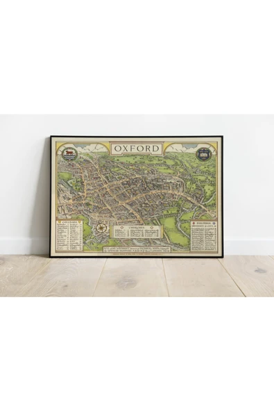 Pegziz Oxford Haritası Sanatsal Duvar Dekorasyon Poster 60x90cm. ürün görseli 1