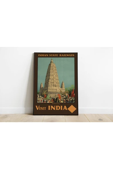Pegziz Hindistan Vintage Sanatsal Poster 60x90cm. ürün görseli 1