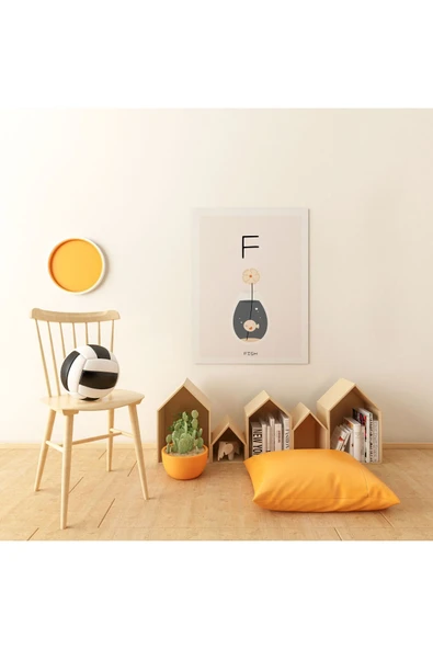 Pegziz F Harfi Alfabe Minimalist Kanvas Tablo - Bebek Odası Dekorasyon - Çocuk Odası Tablo ürün görseli 1
