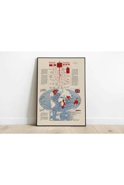 Pegziz Büyük Britanya Imparatorluğu Haritası Sanatsal Duvar Dekorasyon Poster 60x90cm. ürün görseli 1