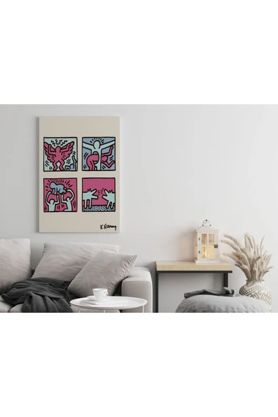 Pegziz Pop Art Ev Dekorasyonu Kanvas Tablo Keith Haring Modern Sanatsal Tablo Cafe Dekor ürün görseli 1
