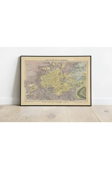 Pegziz Iskoçya Edinburgh 1883 Haritası Sanatsal Duvar Dekorasyon Poster 60x90cm. ürün görseli 1