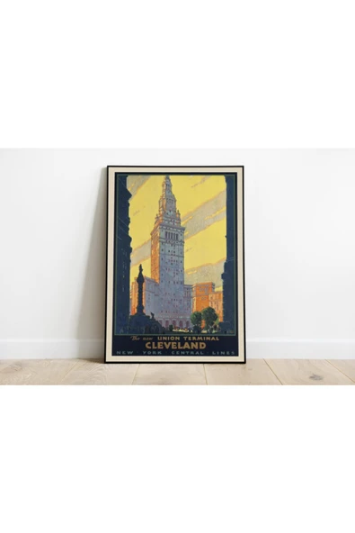 Pegziz Cleveland Vintage Sanatsal Poster 60x90cm. ürün görseli 1