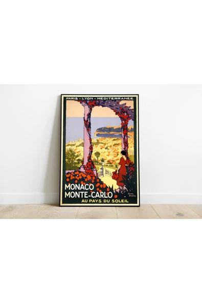 Pegziz Monaco Monte Carlo Vintage Sanatsal Poster 50x70cm. ürün görseli 1