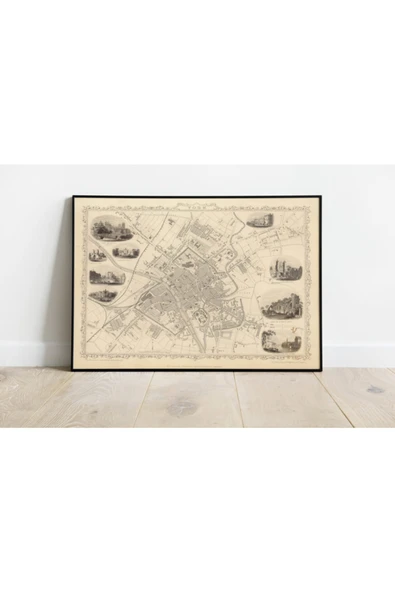 Pegziz Ingiltere York Şehir Planı Haritası Sanatsal Duvar Dekorasyon Poster 60x90cm. ürün görseli 1