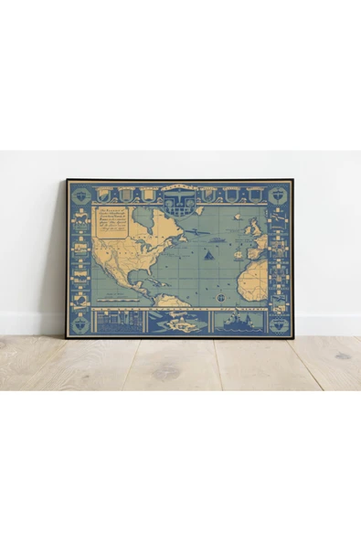 Pegziz Dünya Havacılık Tarihi Haritası Sanatsal Duvar Dekorasyon Poster 60x90cm. ürün görseli 1