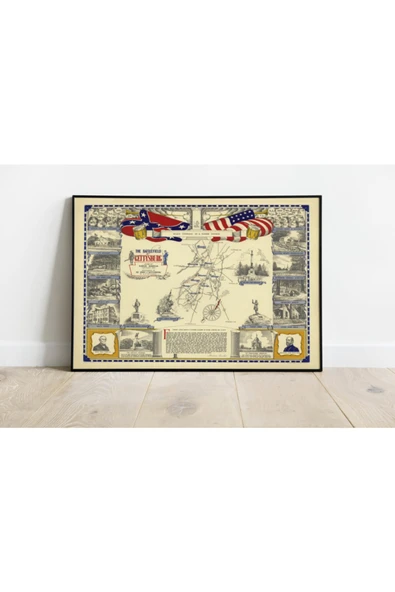 Pegziz Amerika Haritası Sanatsal Duvar Dekorasyon Poster 60x90cm. ürün görseli 1