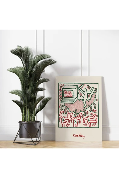 Pegziz Kanvas Tablo Salon Duvar Dekorasyonu Keith Haring Sanatsal Tablo ürün görseli 1