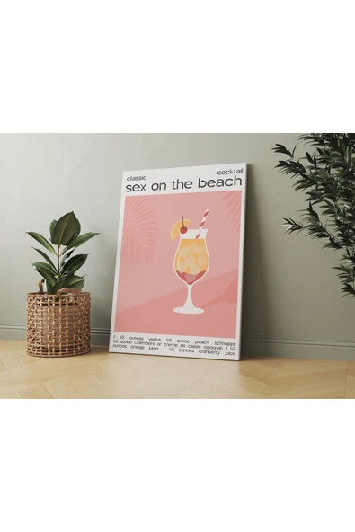 Pegziz Sex on the Beach Kokteyl Modern Kanvas Tablo - Cafe Dekor - Salon ve Mutfak için Duvar Dekoru ürün görseli 1