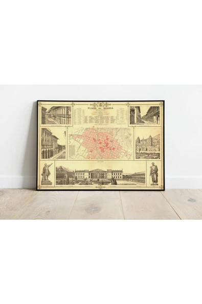 Pegziz Kolombiya Bogota Haritası Sanatsal Duvar Dekorasyon Poster 60x90cm. ürün görseli 1