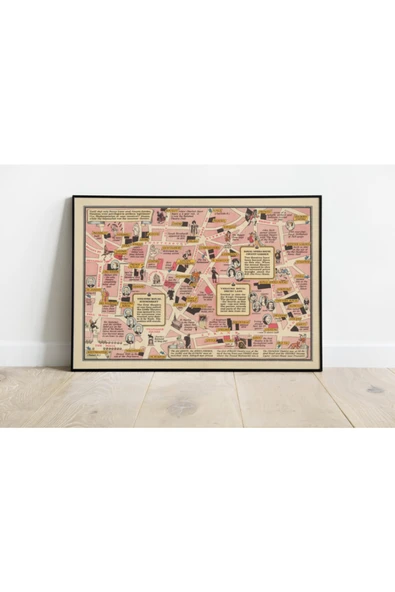Pegziz Londra Haritası Sanatsal Duvar Dekorasyon Poster 60x90cm. ürün görseli 1