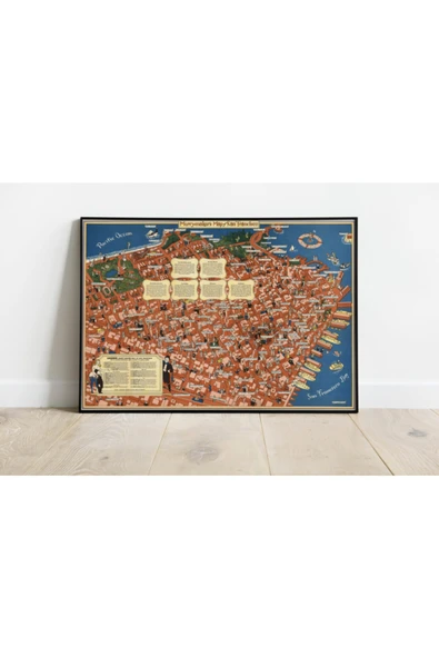 Pegziz San Francisco Haritası Sanatsal Duvar Dekorasyon Poster 60x90cm. ürün görseli 1