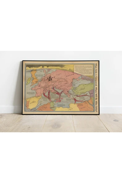 Pegziz 2. Dünya Savaşı Haritası Sanatsal Duvar Dekorasyon Poster 60x90cm. ürün görseli 1
