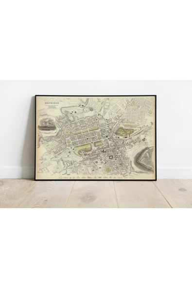 Pegziz Iskoçya Edinburgh Haritası Sanatsal Duvar Dekorasyon Poster 60x90cm. ürün görseli 1