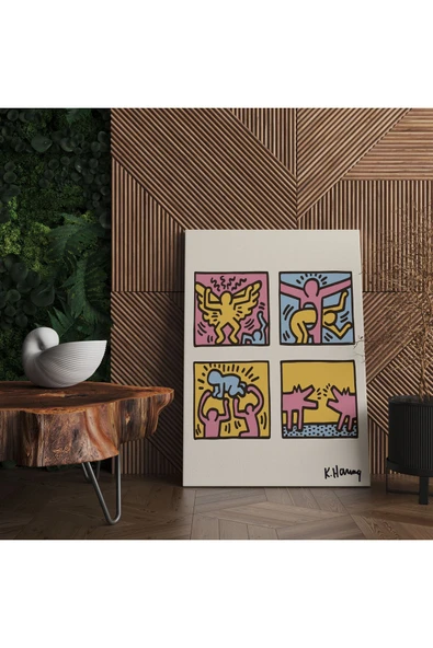 Pegziz Oda Dekorasyon Pop Art Kanvas Tablo Keith Haring Sanatsal Tablo Salon Dekorasyonu Duvar Tablosu ürün görseli 1