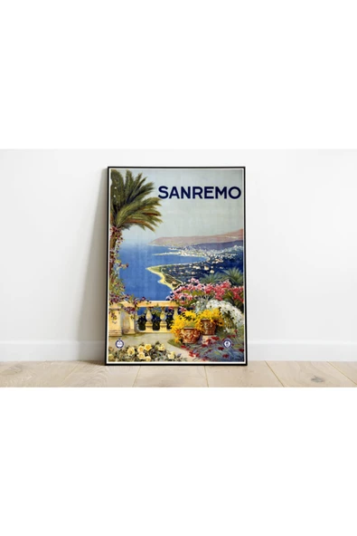 Pegziz Italya Sanremo Vintage Sanatsal Poster 60x90cm. ürün görseli 1