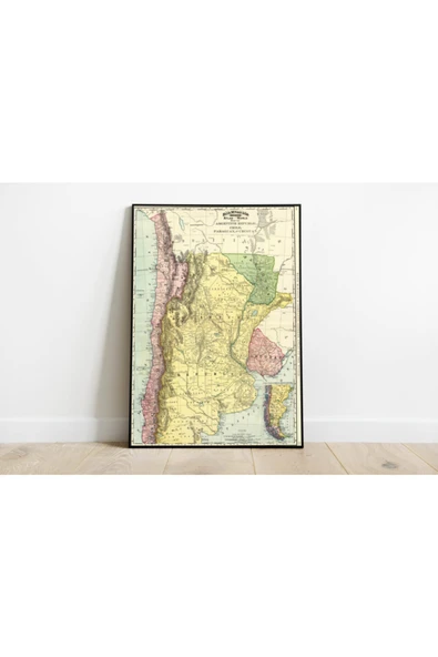 Pegziz Arjantin Ve Şili Haritası Sanatsal Duvar Dekorasyon Poster 60x90cm. ürün görseli 1