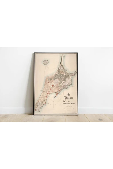 Pegziz Makao Haritası Sanatsal Duvar Dekorasyon Poster 60x90cm. ürün görseli 1