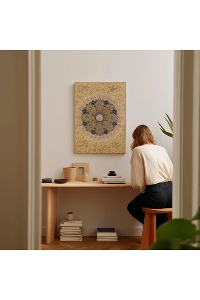 Pegziz Hindistan Mandala Sanatı Duvar Dekorasyon Kanvas Tablo ürün görseli 1