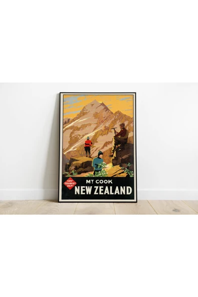 Pegziz Yeni Zelanda Vintage Sanatsal Poster 60x90cm. ürün görseli 1