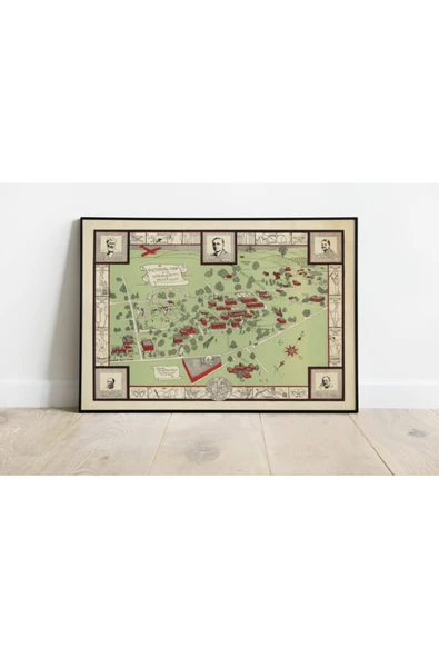 Pegziz Kentucky Haritası Sanatsal Duvar Dekorasyon Poster 60x90cm. ürün görseli 1