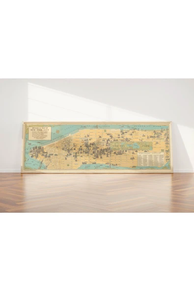 Pegziz New York Haritası Sanatsal Duvar Dekorasyon Poster 40x100cm. ürün görseli 1