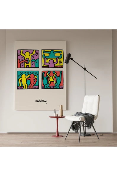 Pegziz Keith Haring Pop Art Sanatsal Kanvas Tablo Salon Duvar Dekorasyon Cafe Dekor Duvar Tablosu ürün görseli 1