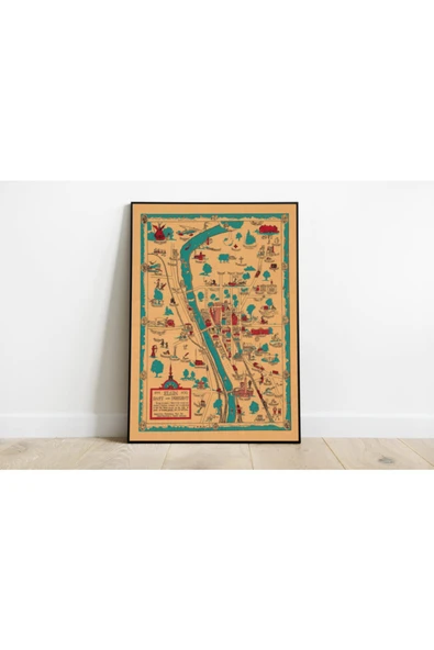 Pegziz Amerika Elgin Şehir Planı Haritası Sanatsal Duvar Dekorasyon Poster 60x90cm. ürün görseli 1