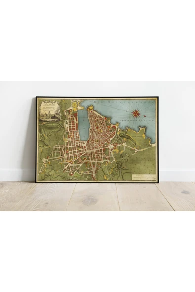 Pegziz Marsilya Şehir Haritası Sanatsal Duvar Dekorasyon Poster 60x90cm. ürün görseli 1