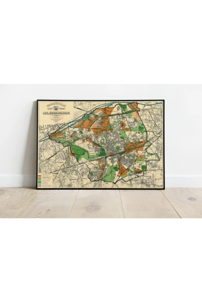 Pegziz Almanya Gelsenkirchen Haritası Sanatsal Duvar Dekorasyon Poster 60x90cm. ürün görseli 1