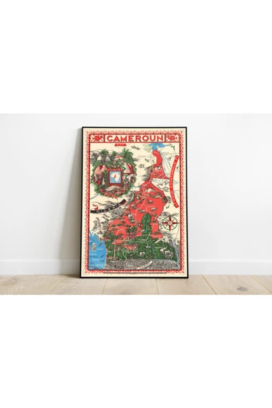 Pegziz Kamerun Haritası Sanatsal Duvar Dekorasyon Poster 60x90cm. ürün görseli 1