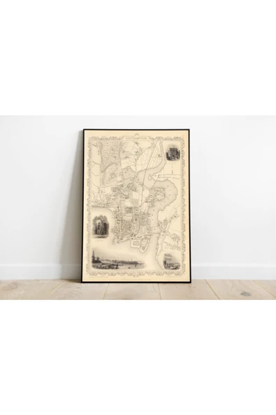 Pegziz Ingiltere Southampton Haritası Sanatsal Duvar Dekorasyon Poster 60x90cm. ürün görseli 1