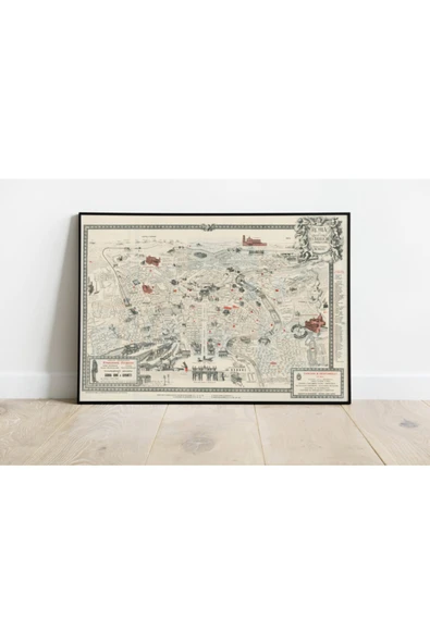 Pegziz Roma 1925 Haritası Sanatsal Duvar Dekorasyon Poster 60x90cm. ürün görseli 1