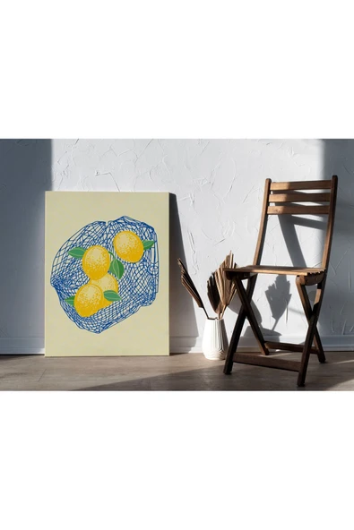 Pegziz Limonlar Minimalist Sanatsal Kanvas Tablo - Salon Oturma Odası Mutfak Ofis için Duvar Dekoru ürün görseli 1