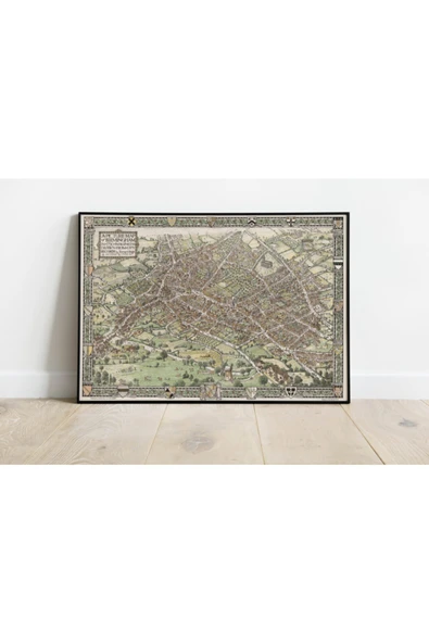 Pegziz Birmingham Haritası Sanatsal Duvar Dekorasyon Poster 60x90cm. ürün görseli 1
