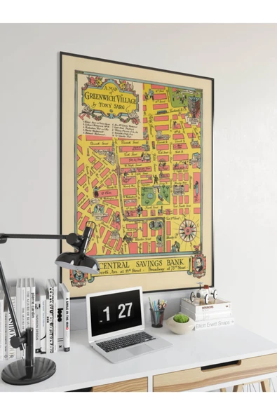 Pegziz Ingiltere Greenwich Haritası Sanatsal Duvar Dekorasyon Poster 60x90cm. ürün görseli 1