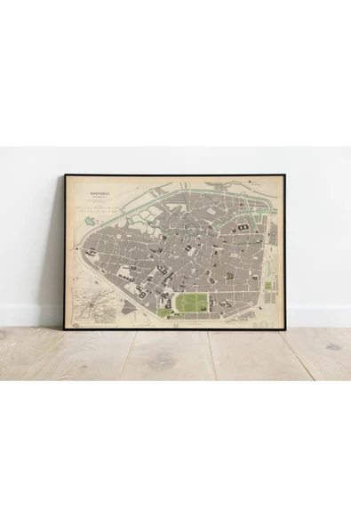 Pegziz Brüksel Haritası Sanatsal Duvar Dekorasyon Poster 60x90cm. ürün görseli 1