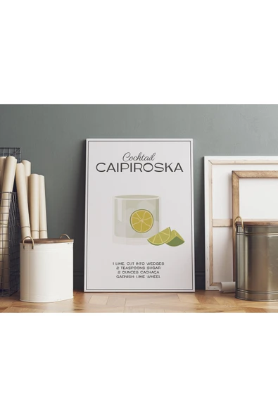 Pegziz Caipiroska Kokteyl Modern Kanvas Tablo - Cafe Dekor - Salon ve Mutfak için Duvar Dekoru ürün görseli 1