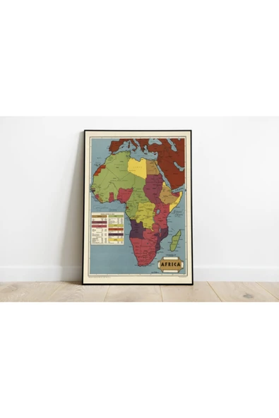 Pegziz Afrika Haritası Sanatsal Duvar Dekorasyon Poster 60x90cm. ürün görseli 1