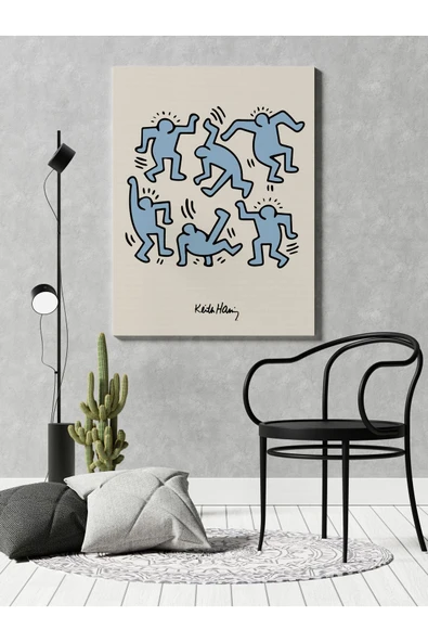 Pegziz Modern Sanatsal Tablo Keith Haring Duvar Dekorasyonu Kanvas Tablo Salon Dekorasyonu ürün görseli 1