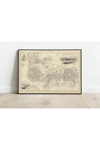 Pegziz Plymouth Haritası Sanatsal Duvar Dekorasyon Poster 60x90cm. ürün görseli 1