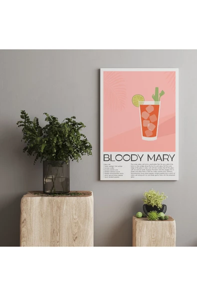 Pegziz Bloody Marry Kokteyl Modern Kanvas Tablo - Cafe Dekor - Salon ve Mutfak için Duvar Dekoru ürün görseli 1