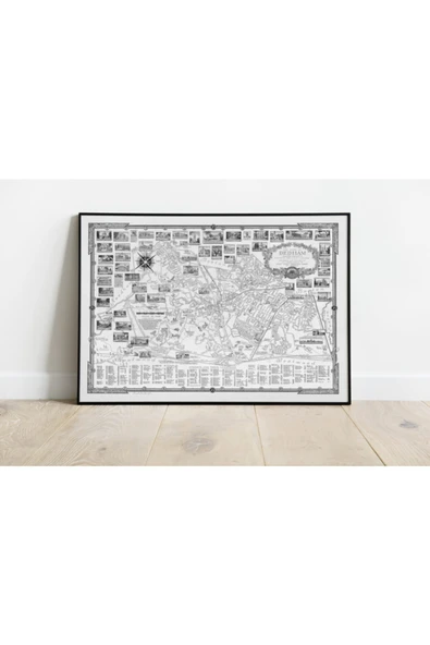 Pegziz Amerika Dedham Haritası Sanatsal Duvar Dekorasyon Poster 60x90cm. ürün görseli 1