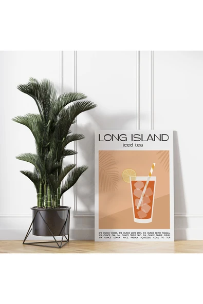 Pegziz Long Island Iced Tea Kokteyl Minimalist Kanvas Tablo - Cafe Dekor - Salon Mutfak için Duvar Dekoru ürün görseli 1